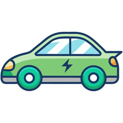 Fototapeta premium Green Electric Car Vector Illustration for Sustainability 