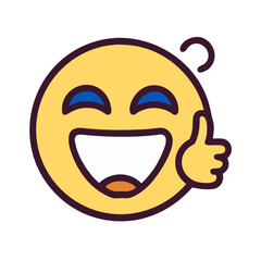 Fototapeta premium Delighted Emoji Giving a Thumbs Up with Closed Eyes in Approval colorful vector icon