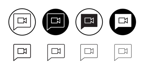 Video chat icon Thin line illustration set vector