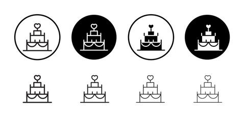 Wedding cake icon Thin line illustration set vector
