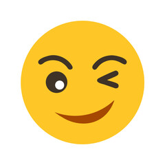 A cheerful yellow winking emoji expressing happiness and playful teasing colorful vector icon