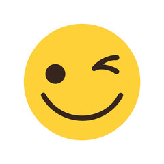 Yellow Winking Face with a Smiling Mouth, expressing a playful emotion colorful vector icon