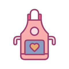 Cute pink heart apron with a vintage charm for cooking lovers colorful vector icon