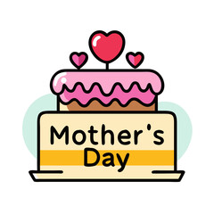 A cheerful Mother's Day Cake, a delicious way to celebrate Moms colorful vector icon