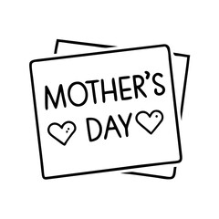 Mother's Day card with hearts, love and celebration in outline style colorful vector icon