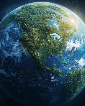  North America on globe