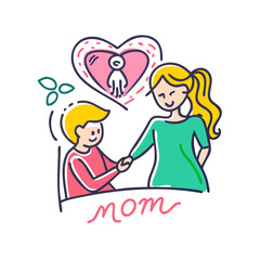 Heartwarming illustration of a mother and child with a loving connection colorful vector icon