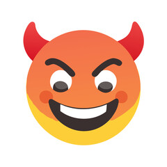 Cartoon Devil Emoji with a Mischievous Grin and Red Horns colorful vector icon