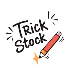 Trick Stock Artwork with Pencil Illustration and Star Icon in Cartoon Style colorful vector icon