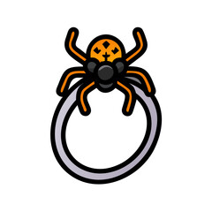 Stylized Vector Graphic of a Spider on a Ring with Orange Accents colorful vector icon