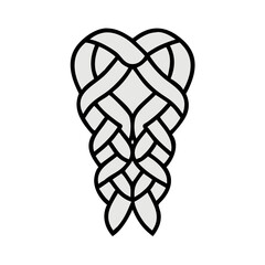 Celtic Knot Braid Hairstyle Illustration, Intricate Interwoven Design on transparent background colorful vector icon