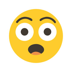 Shocked emoji with wide eyes and open mouth in yellow color colorful vector icon