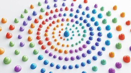 A vibrant spiral pattern made of colorful dots, showcasing creativity and design in a visually appealing arrangement.