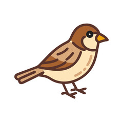 Cartoon Illustration of a Cute Sparrow with Brown and Beige Plumage colorful vector icon