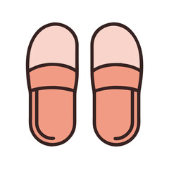 Two peach colored soft slippers side by side perfect for relaxation colorful vector icon
