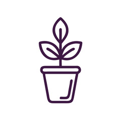Simple potted plant icon in purple, representing growth and sustainability initiatives colorful vector icon