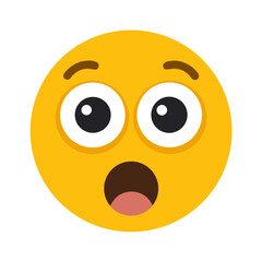 Surprised or Shocked Expression Emoticon in Yellow Color Displayed on transparent background colorful vector icon