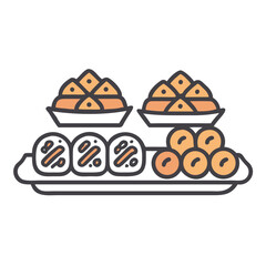 A Delightful Selection of Traditional Sweet Treats on an Elegant Tray colorful vector icon