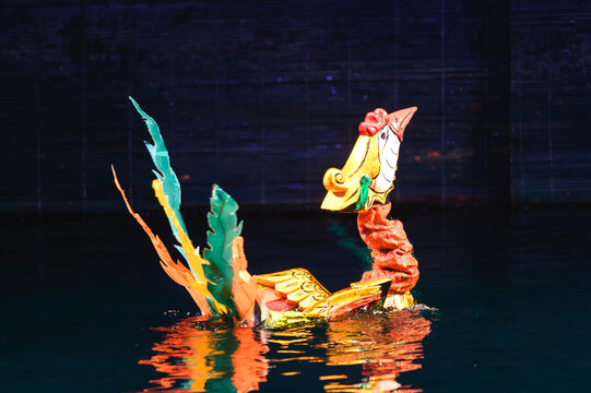 Figures and scenes from the water puppet theater in Hanoi