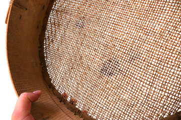 manual classic sieve made of leather for sifting grain,