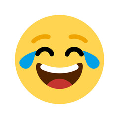 A hilarious laughing emoji with tears of joy on a transparent background colorful vector icon