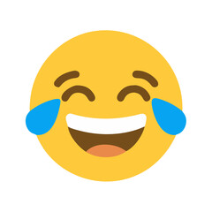 Laughing emoji with tears of joy, indicating extreme humor and amusement colorful vector icon