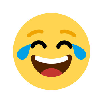 A hilarious laughing emoji with tears of joy on a transparent background colorful vector icon