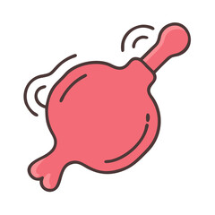Stylized cartoon depiction of a shaking or vibrating rubber enema bulb colorful vector icon
