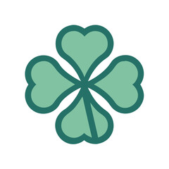 Stylized Four Leaf Clover Illustration Symbolizing Good Fortune and Irish Heritage colorful vector icon