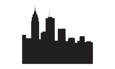 Obraz premium Simple black silhouette of a city skyline with distinct skyscrapers and buildings