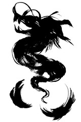 龍・ドラゴンの墨絵風イラスト素材　ベクター