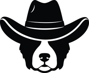 Western cowboy dog face silhouette vector on clean background

