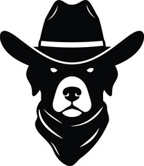 Silhouette of dog wearing cowboy hat vector design

