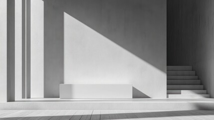 Modern interior design showcase with light and shadow.