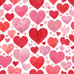 Heart Pattern Background with Red and Pink Hearts for Valentine's Day or Romantic Designs
