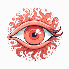 Stylized human eye with abstract floral flame elements fantasy vision in vibrant orange surreal illustration art