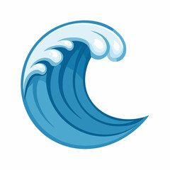 Fototapeta premium Stylized Ocean Wave Illustration with White Foam Crests and Dynamic Flow on White Background, Marine element for summer vacation