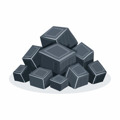 Obraz premium Pile of Cube Shaped Charcoal Briquettes for Grilling or Heating Needs in Winter