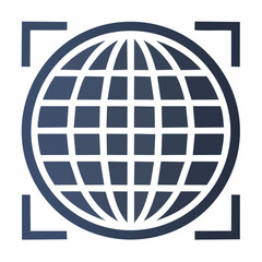 Globe Scan Icon, Modern Technology World Symbol with Target Corners