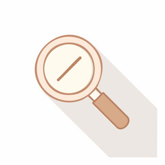 Magnifying glass icon with shadow simple line art illustration for search discovery or reduction concepts and minimalist design elements