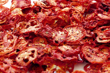 close up of homemade dried tomatoes,