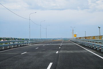 Asphalt highway with road markings lines
