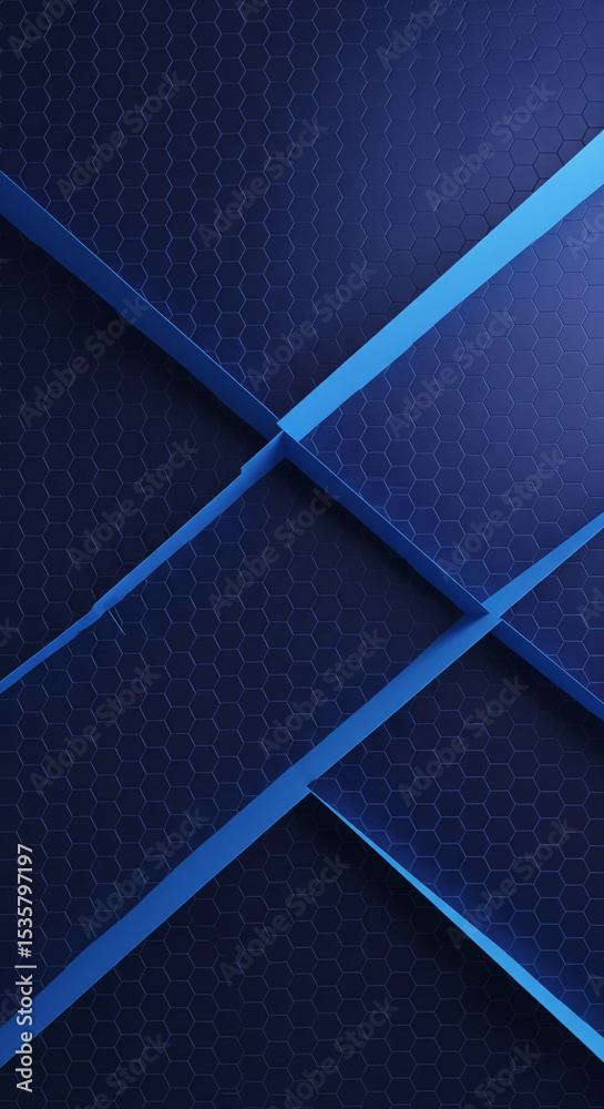 Aufkleber Abstract dark blue hexagonal background with intersecting light blue lines creating geometric shapes, showcasing a modern and technological design ideal for digital projects
