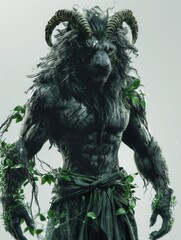 Fototapeta premium Anthropomorphic lion in a suit with plants.