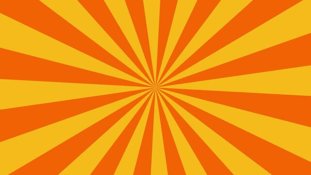 Radial pattern of alternating yellow and orange stripes. Retro sunburst ray animation background. sunburst background perfect for summer themed designs, invitations, posters