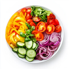 Colorful Salad Bowl Top View Isolated