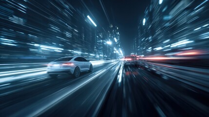 Fototapeta premium Night city vehicle
