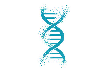 Glowing dna strand fragmenting, illustrating molecular genetic research and biotechnology process on clear backdrop