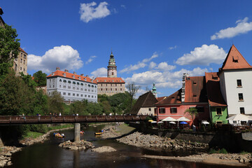 Fototapeta premium The beautiful Český Krumlov, the Vltava River, and the castle