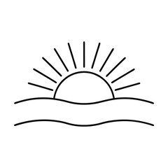 Sunrise Over Horizon graphic perfect for seasonal themes Vector illustration